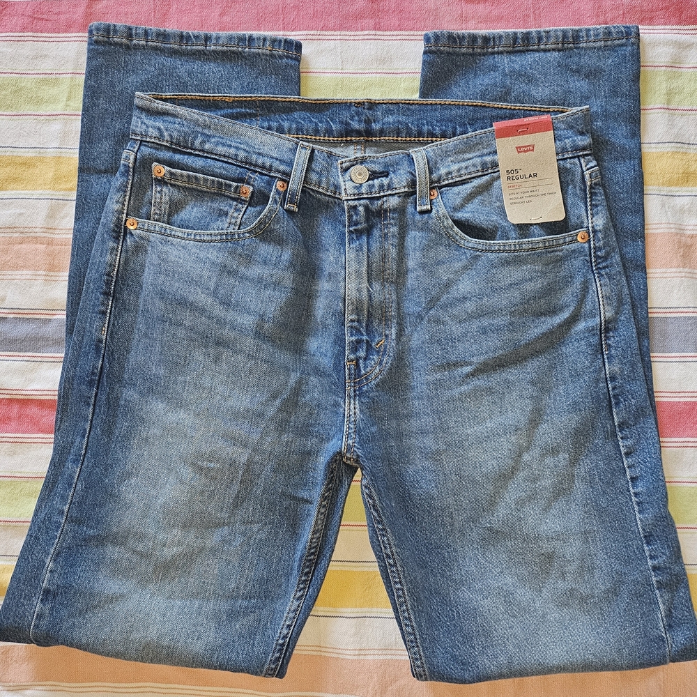 Levi's 505 Men's Straight Indigo Jeans--W32 L32